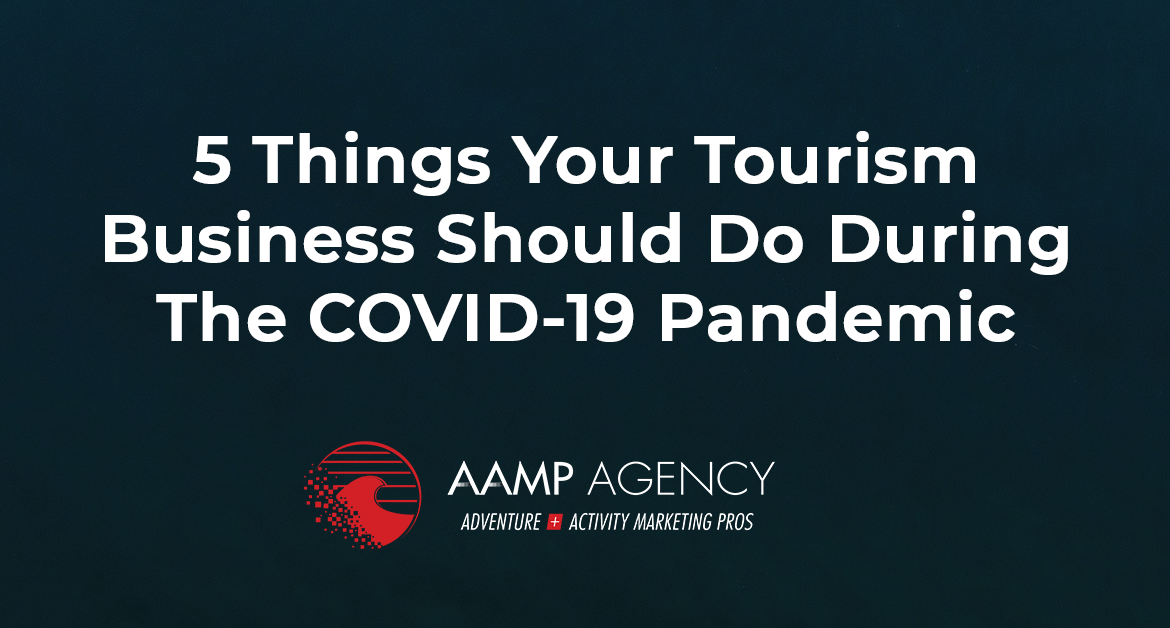 an image with a text related to Tourism business and a red logo for AAMP Agency,
