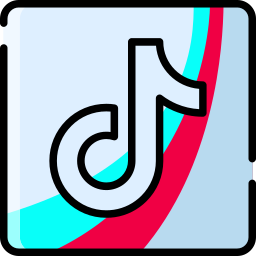 TikTok app logo icon with gray background and red, teal, and white accent colors.