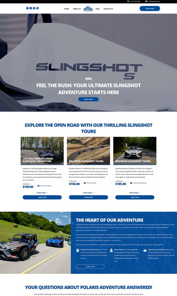 Website design layout for a car dealership showcasing vehicles and services by AAMP Agency.